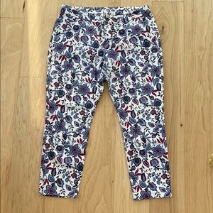 Vintage Khaki’s by GAP Slim City Women’s Blue/Dark Red Floral Print Pants - 12